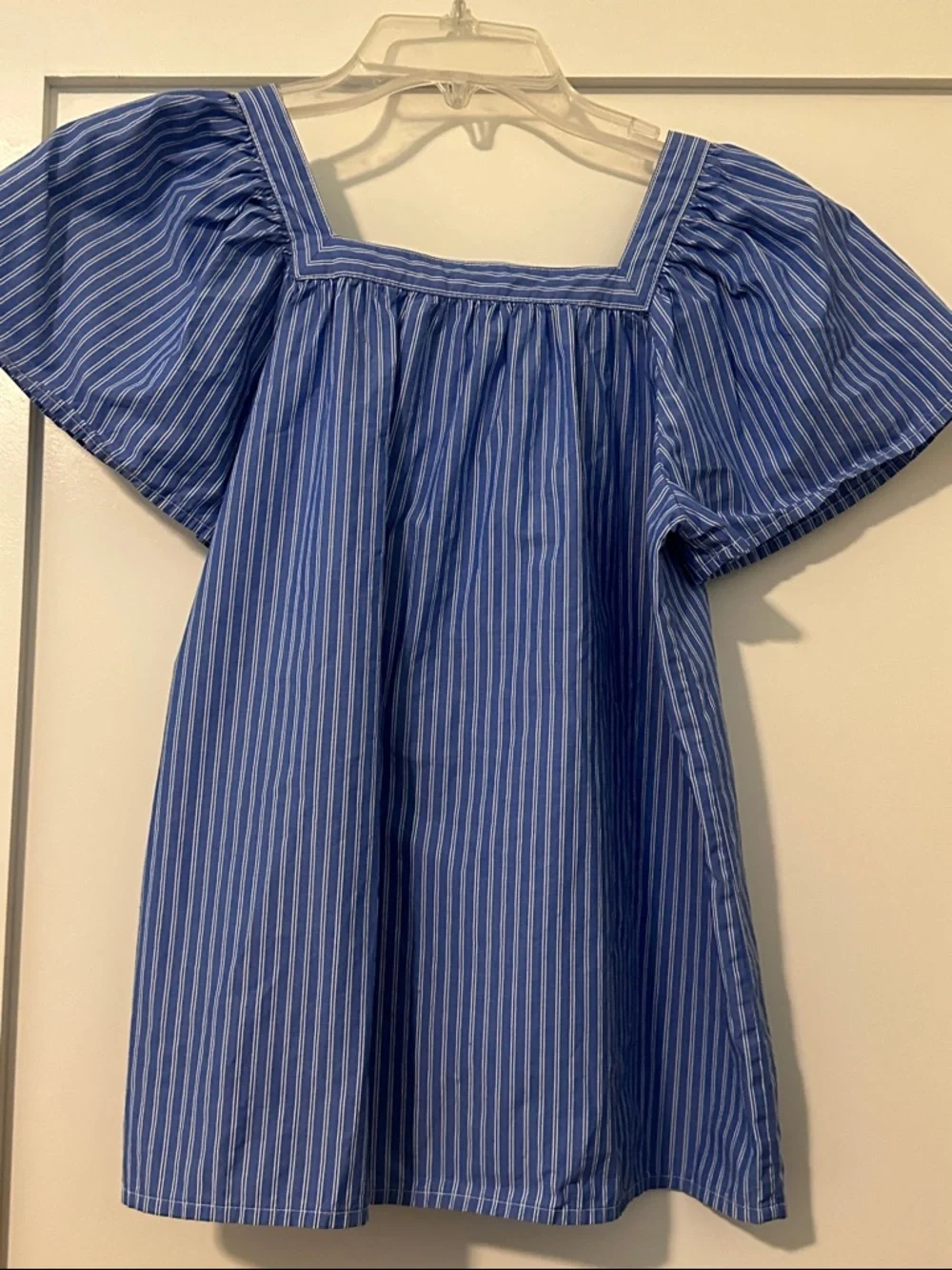 GAP kids girl's Blue Striped Square-Neck Button Front Top